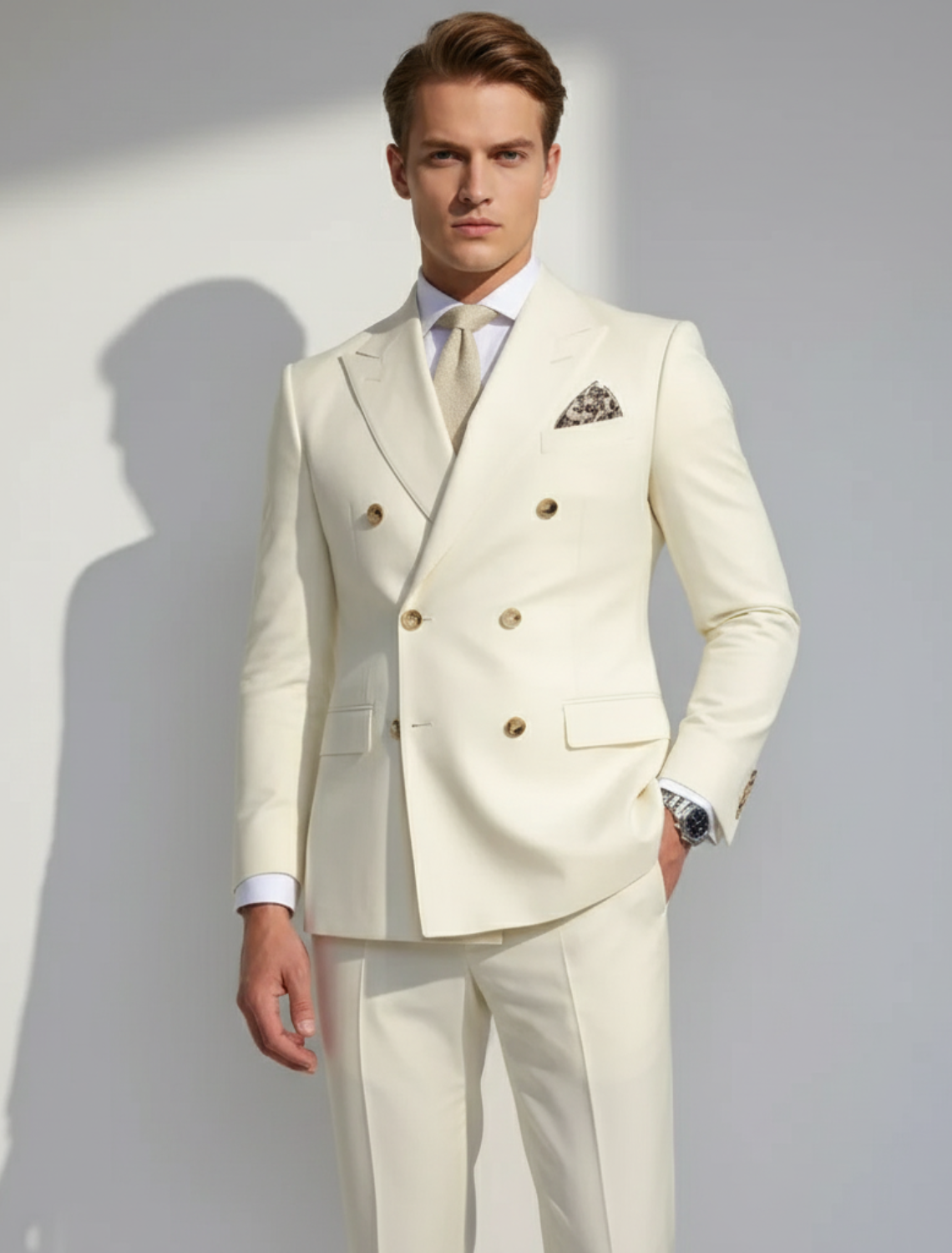 Aiden Men's Double Breasted Suit | Tailored Fit, Modern Elegance 0