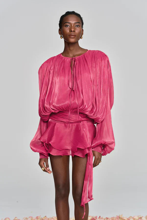 Aminah Women's Mini Dress | Balloon Sleeve, Ruffle Detailing 11