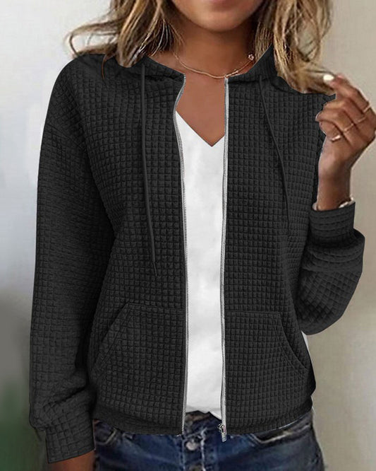 Ava Women's Hoodie Jacket | Cozy Waffle Knit 1