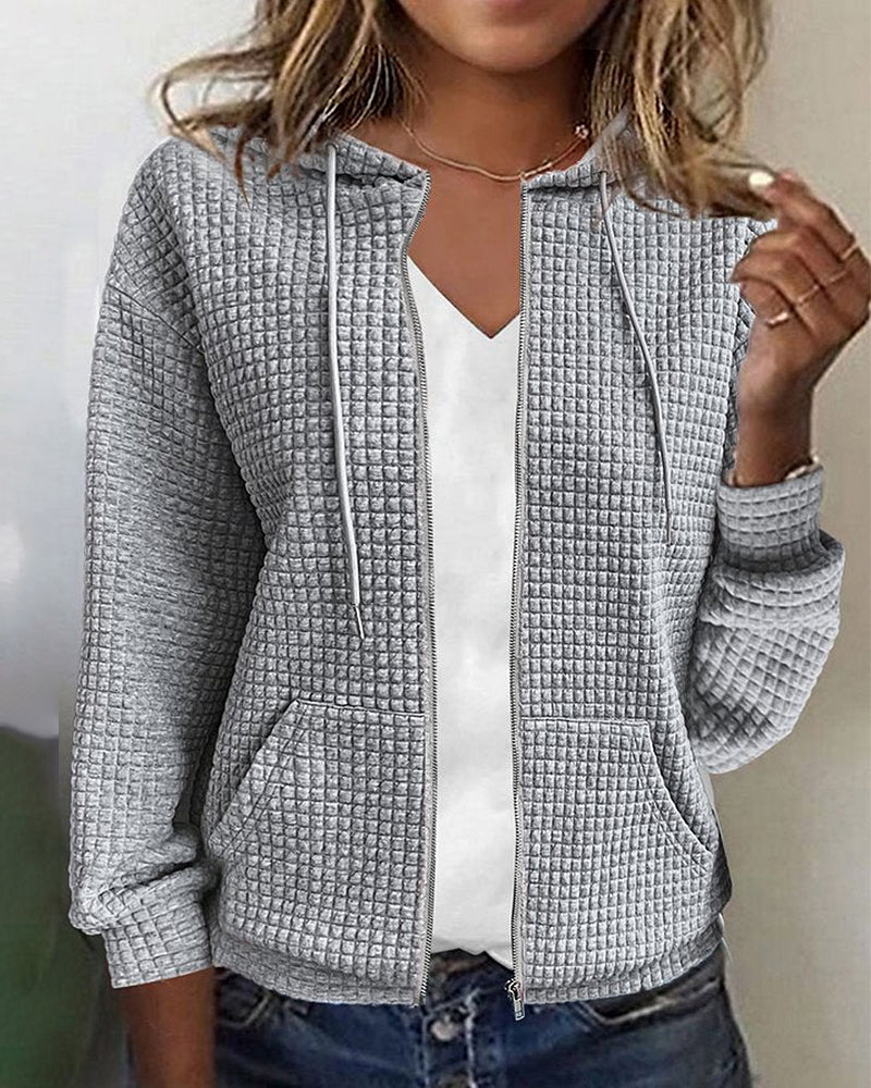 Ava Women's Hoodie Jacket | Cozy Waffle Knit 4