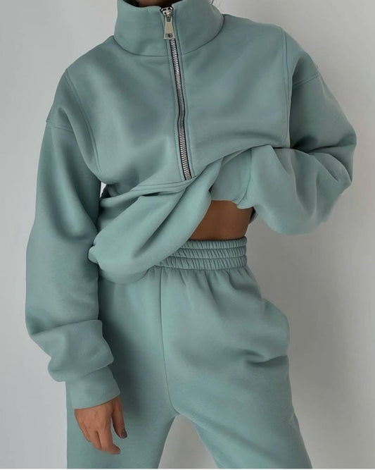 Ava Women's Jogger Set | Modern Half Zip Sweatshirt, Cozy Matching Sweatsuit 1