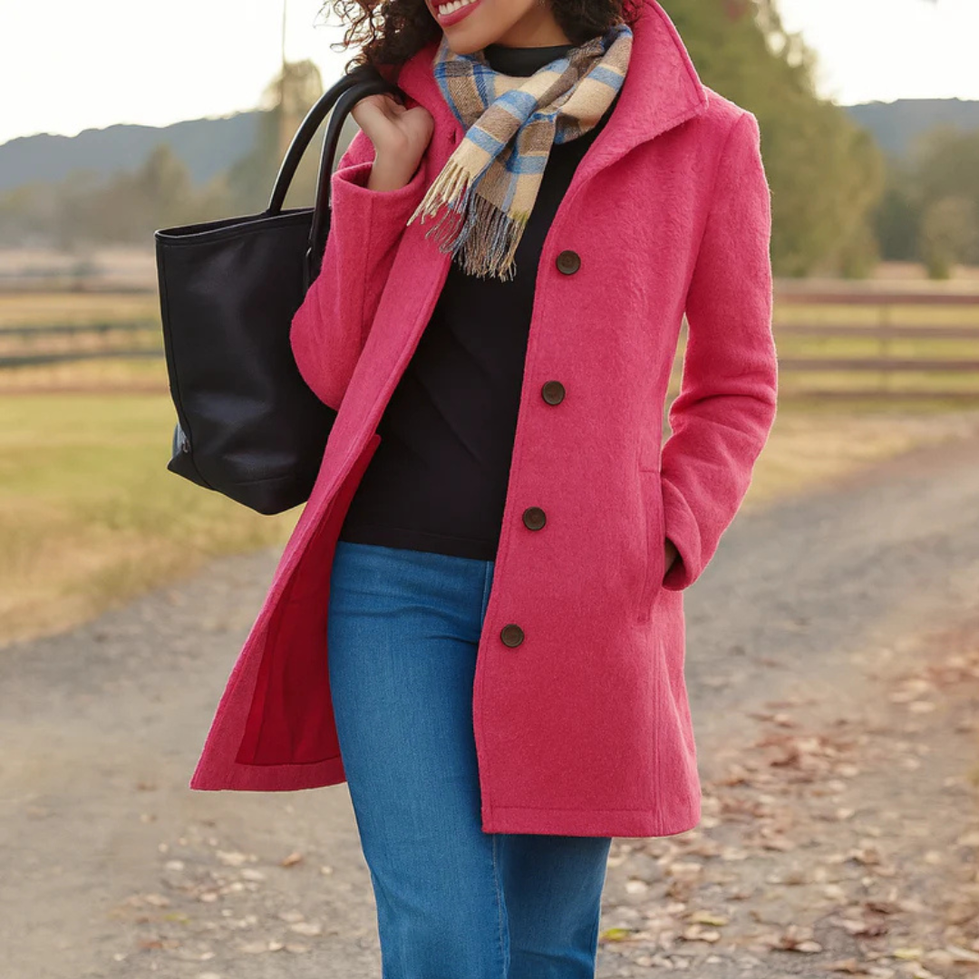 Ava Women's Winter Coat | Classic Button Front Design 9