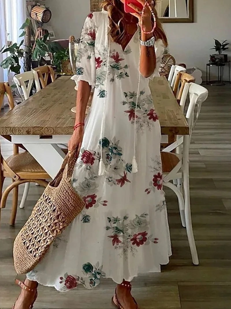 Bella Women's Midi Dress | Boho Style, Summer Ready with Half-Length Sleeves 6