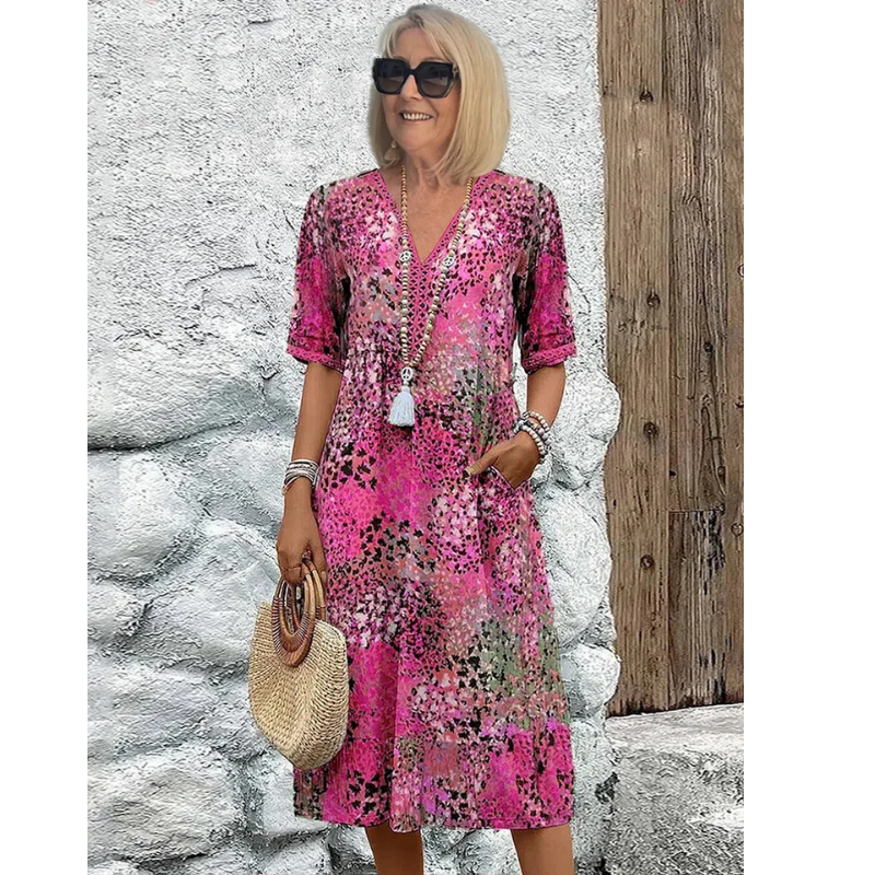 Bella Women's Midi Dress | Flowy V-Neck, Timeless Floral 4