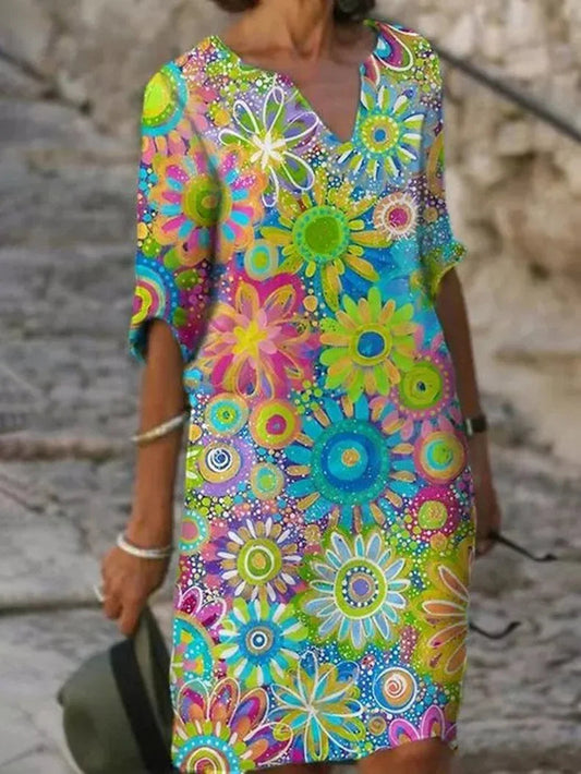Bella Women's Mini Dress | Floral Print, 3/4 Sleeves, Summer Ready 1