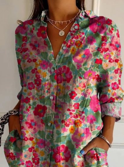Bella Women's Shirt | Floral Print, Long Sleeve, Relaxed Fit 1