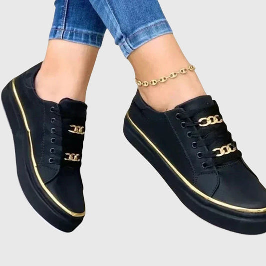 Bella Women's Sneakers | Velvet Lace-Up Design, Casual White 1