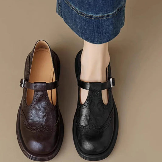 Clara Women's T-Strap Shoes | Classic Leather, Vintage-Inspired Comfort 1
