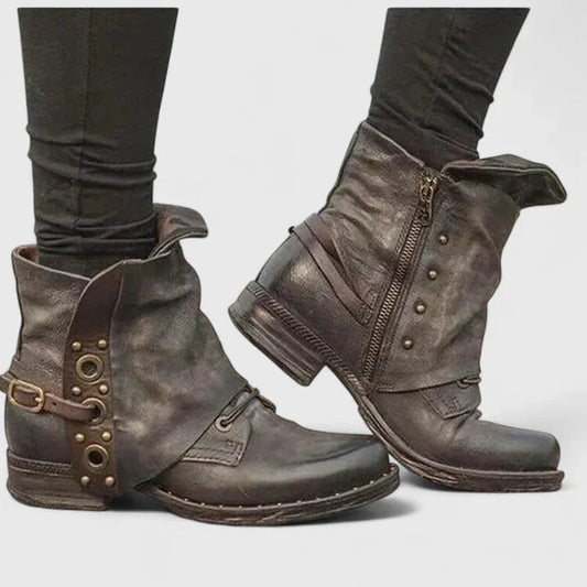Cleo Women's Black Ankle Boots | Vintage Buckle Design, Comfortable Fit 1