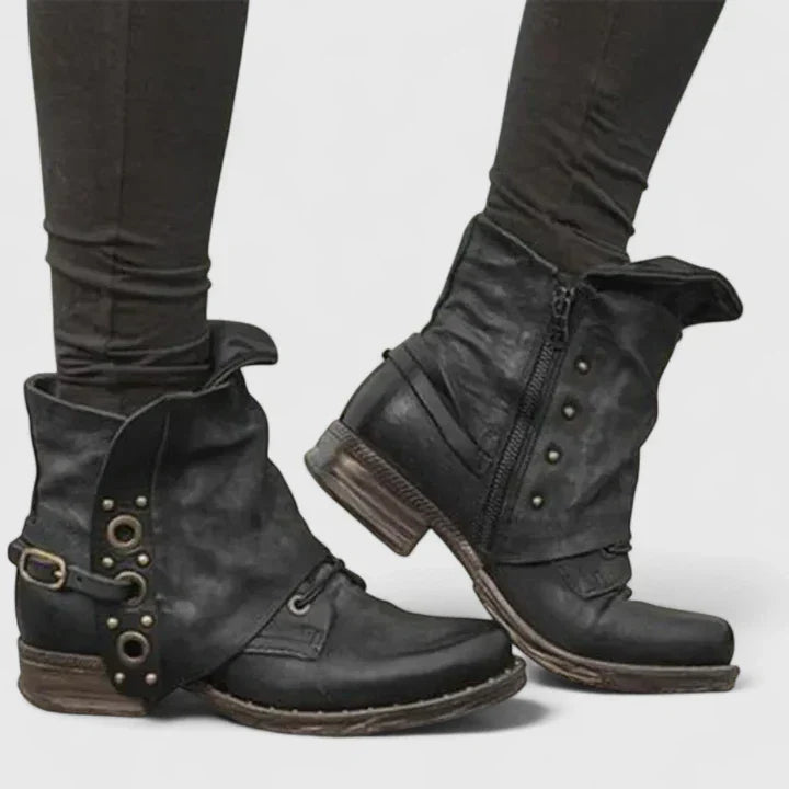 Cleo Women's Black Ankle Boots | Vintage Buckle Design, Comfortable Fit 4
