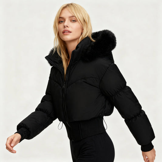 Cora Women's Cropped Down Jacket | Water-Repellent, Removable Hood 1