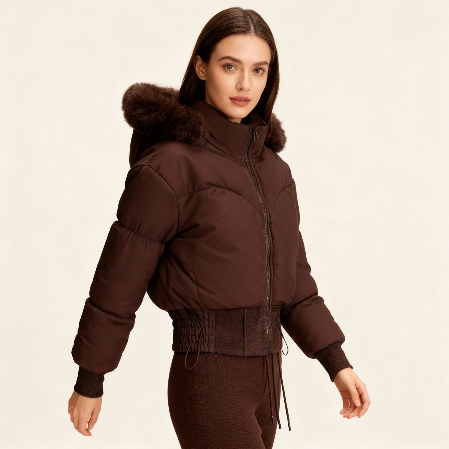Cora Women's Cropped Down Jacket | Water-Repellent, Removable Hood 6