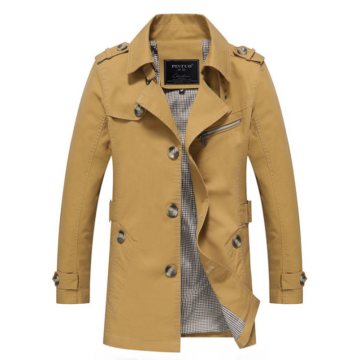 Dante Men's Trench Coat | Double Breasted, Waterproof Black Overcoat 4