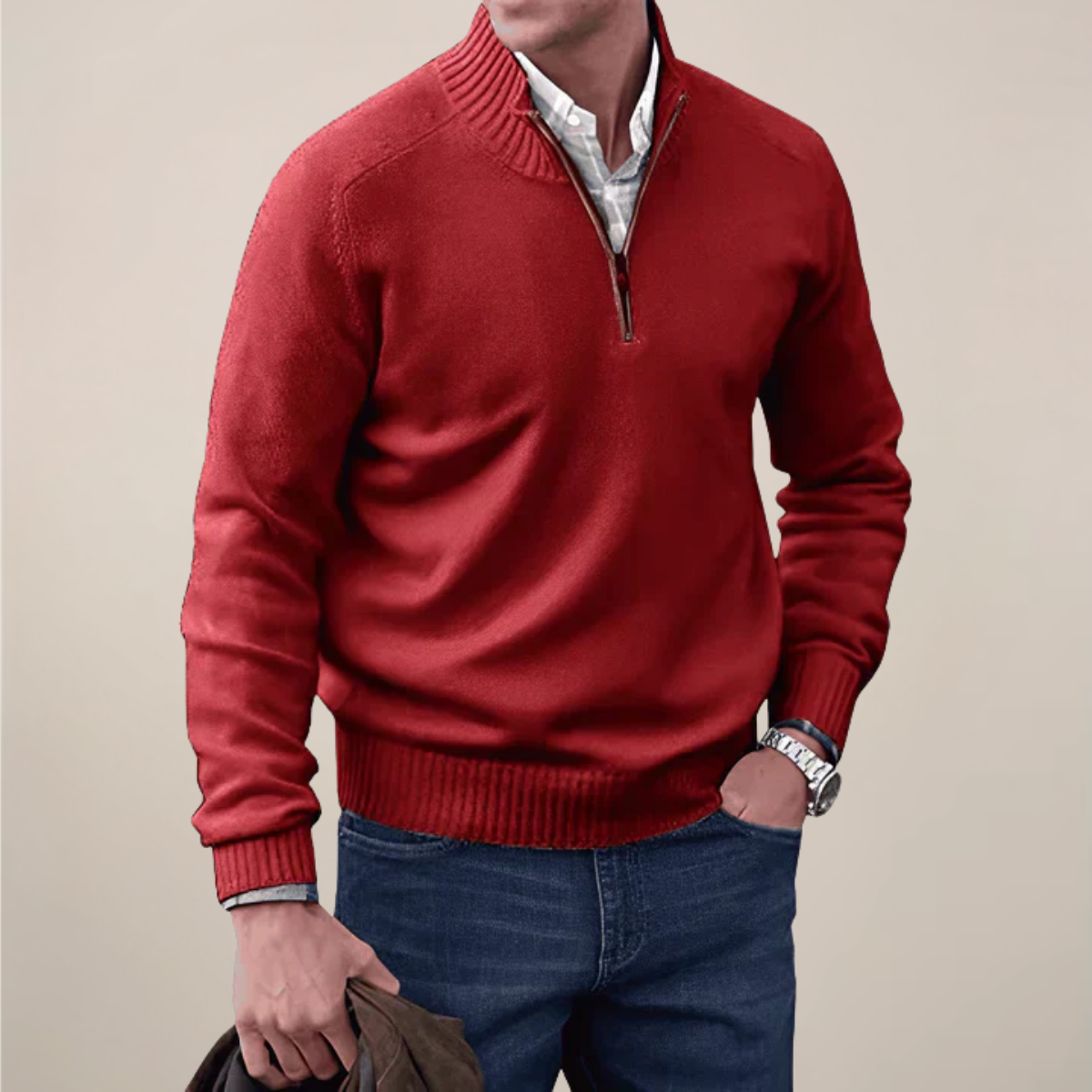 Dare Men’s Half-Zipped Knit Sweater | Relaxed Fit, Spring Essential 9