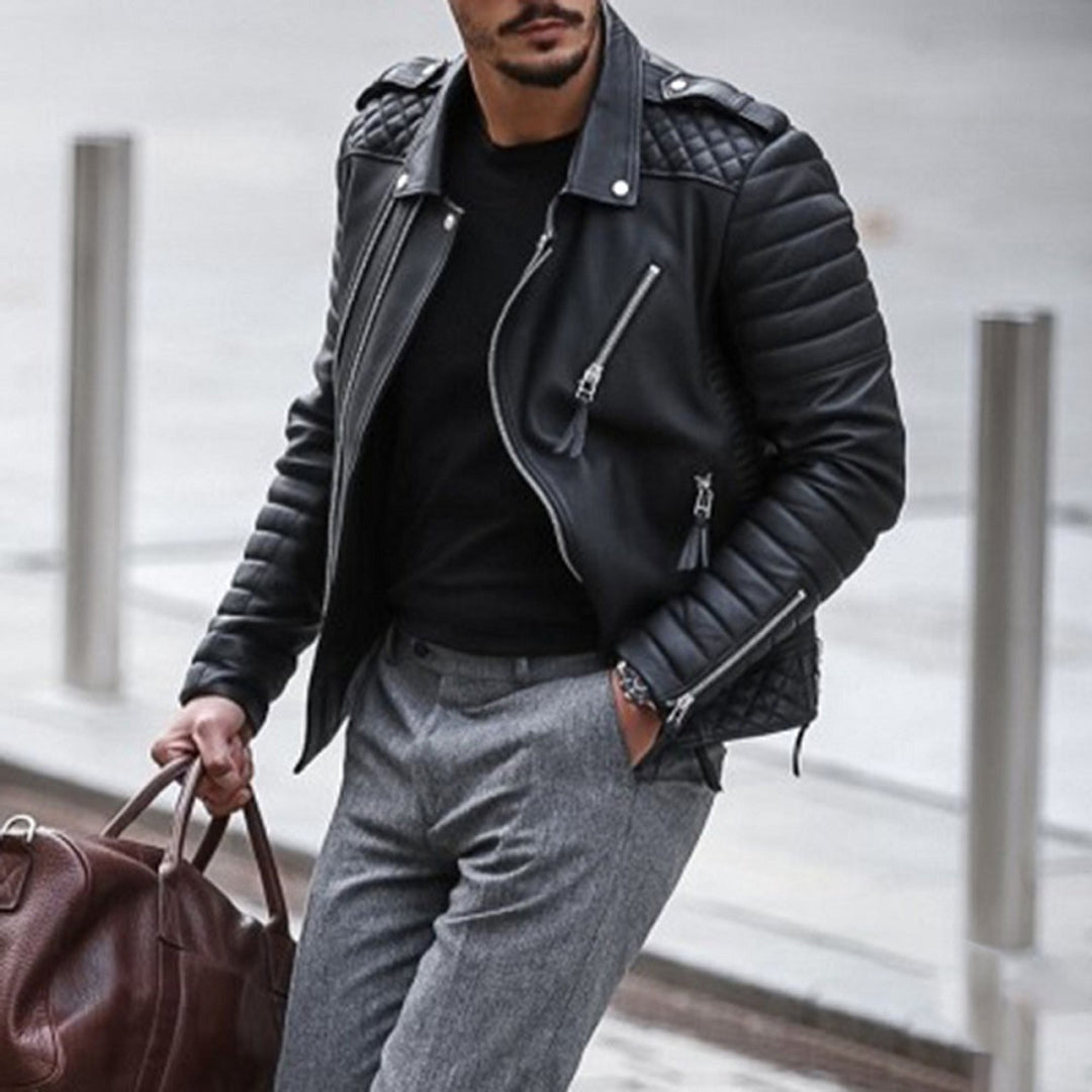 Dylan Men's Jacket | Quilted Moto Design, Trendy Zip-Up 4