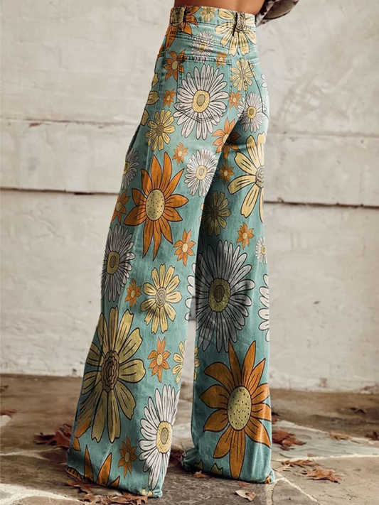 Eleanor Women's Wide Leg Jeans | Bold Floral Print 1