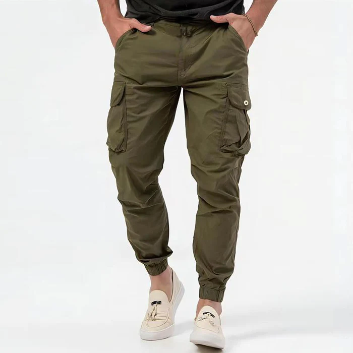 Men's Cargo Pants - Relaxed Fit, Drawstring Waist, Multiple Pockets - 5