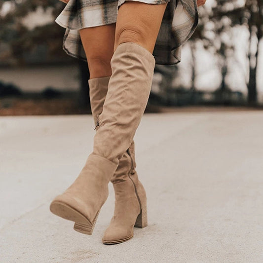 Ella Women's Thigh High Boots | Chunky Heel, Stylish Fashion Statement 1