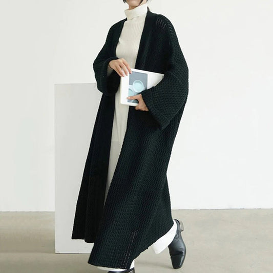 Evelyn Women's Black Cardigan | Chunky Knit, Oversized Fit 1