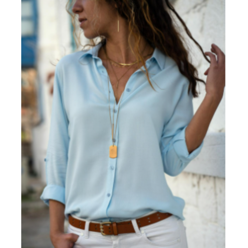 Evelyn Women's Blouse | Modern Long Sleeve, Versatile White Top 6
