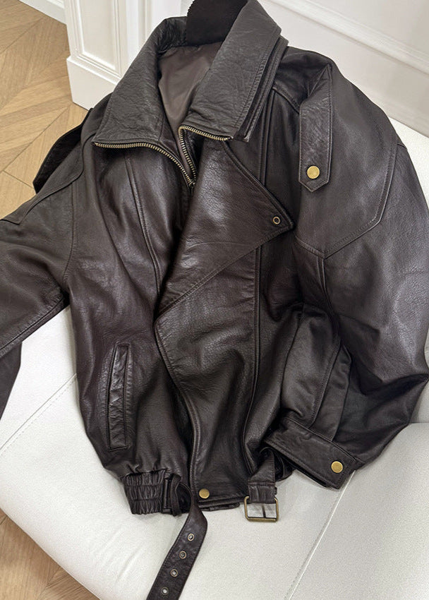 Evelyn Women's Leather Jacket | Oversized Bomber, Vintage Style 4