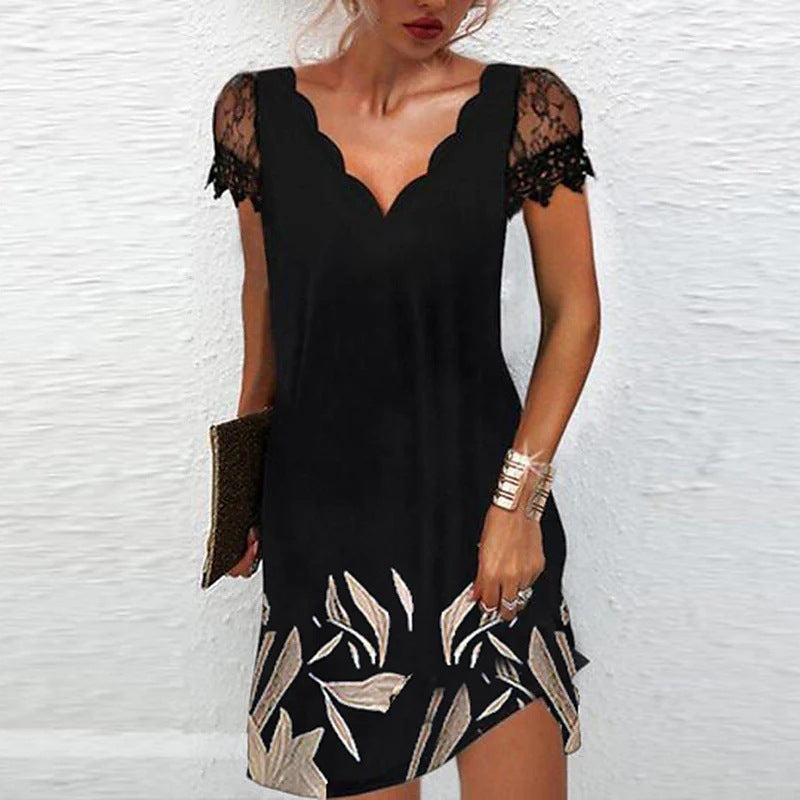 Fiona Women's Cocktail Dress | Elegant Scalloped Neckline, Lace Sleeves 3