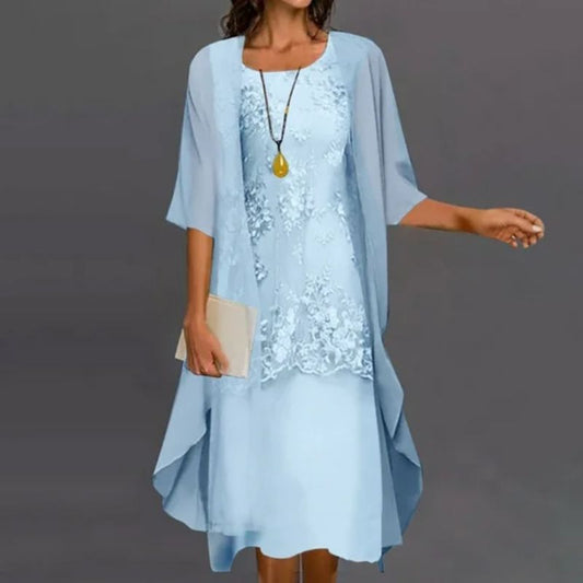Fiona Women's Midi Dress | Elegant Lace Overlay, Formal Dresses 1