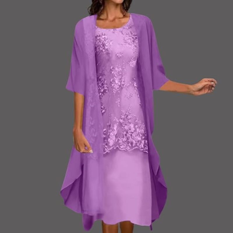Fiona Women's Midi Dress | Elegant Lace Overlay, Formal Dresses 2