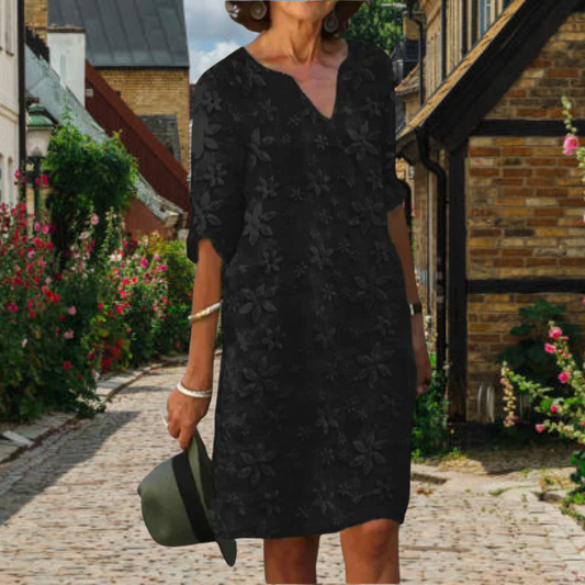 Fiona Women's Summer Dress | Floral Texture, Relaxed Fit 1