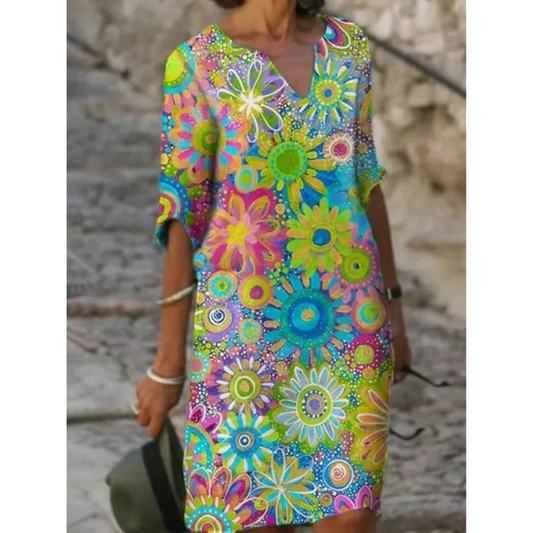 Flora Women's Midi Dress | Breezy Floral Pattern 1
