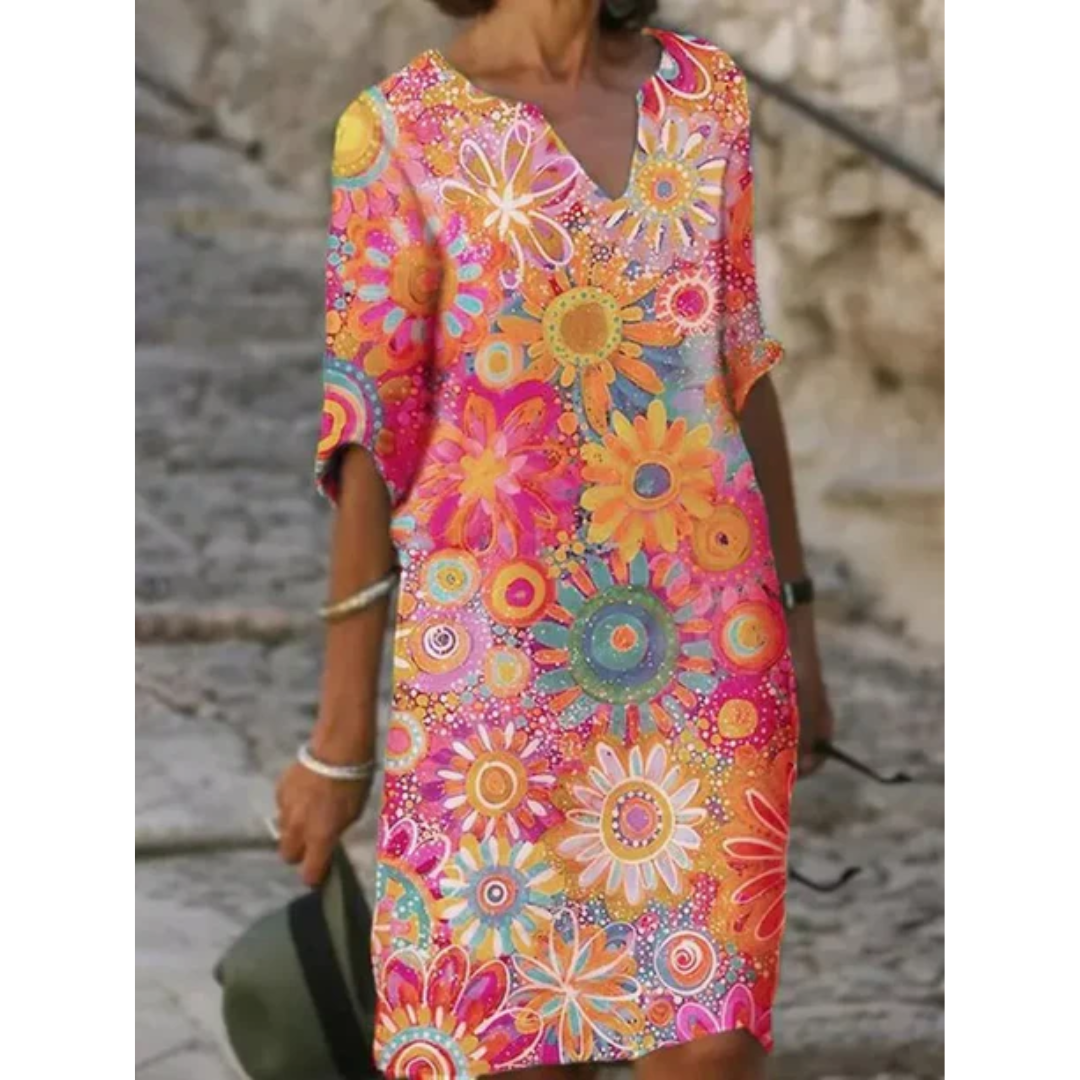 Flora Women's Midi Dress | Breezy Floral Pattern 2