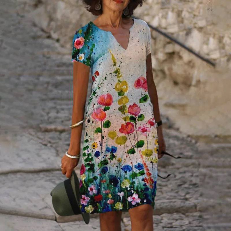 Gina Women's Floral Dress | Relaxed Fit, V-Neck, Summer Essential 3