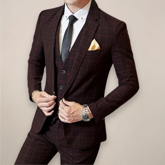 Graham Men's Suit | Stylish Plaid Three Piece Design 1