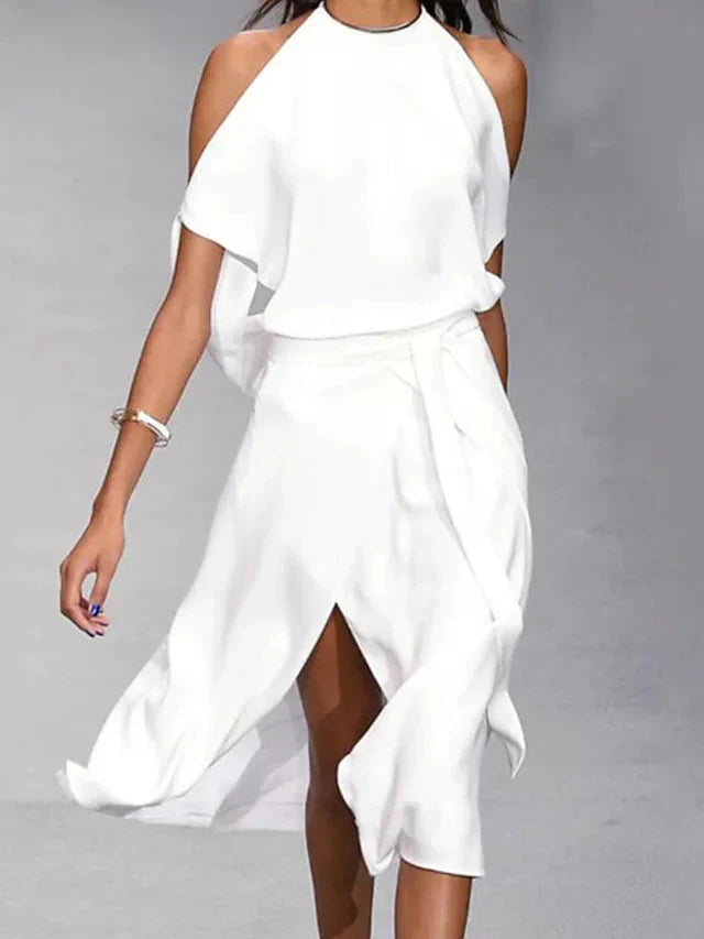 Hana Women's Midi Dress | Flattering Halterneck, Summer Style 2