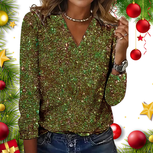 Hera Women's Sequin Top | Elegant V-Neck, Glitter Design 1