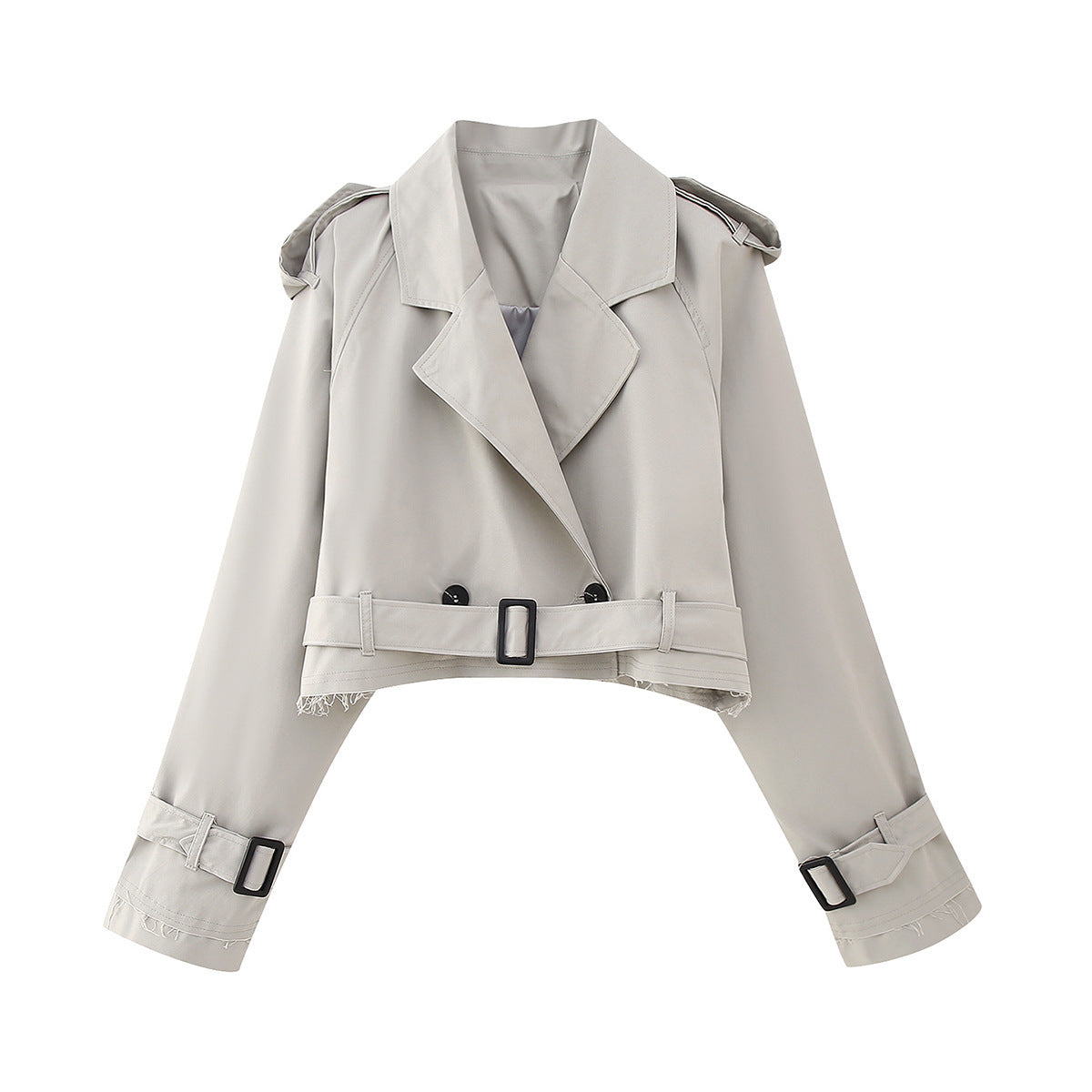 Jade Women's Short Trench Coat | Cropped Double-Breasted Design, Tailored Elegance 4