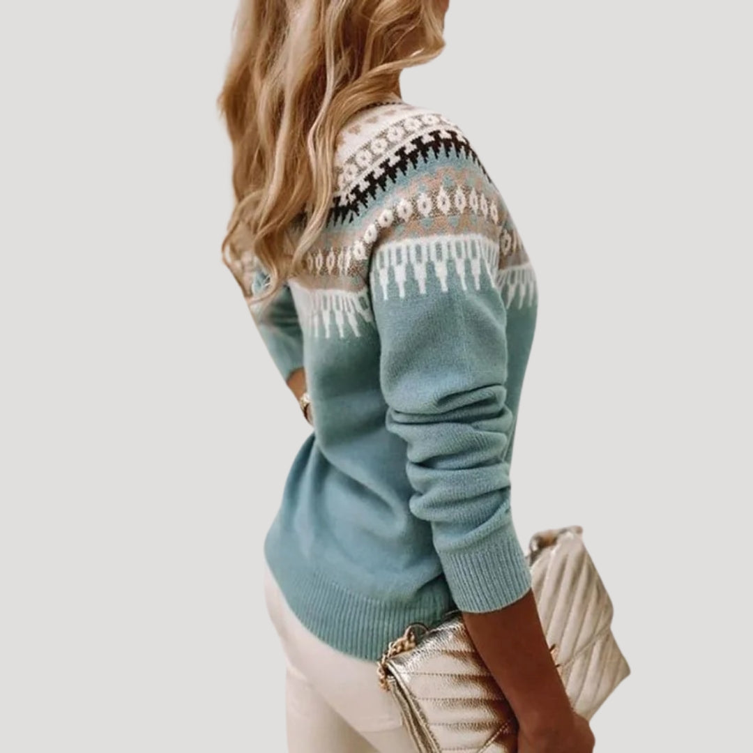 Jade Women's Sweater | Fair Isle Knit Design, Lightweight Spring Style 3