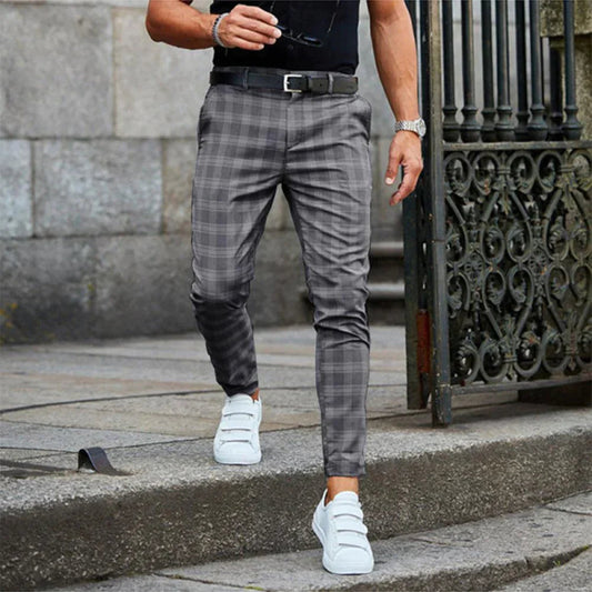 Jaxon Men's Slim Fit Trousers | Fashionable Check Pattern, Versatile Style 1