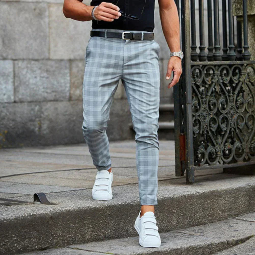 Jaxon Men's Slim Fit Trousers | Fashionable Check Pattern, Versatile Style 3