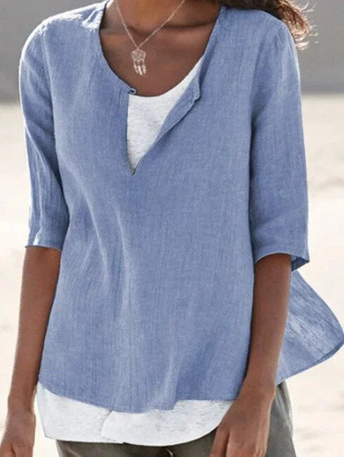 Lara Women's Blouse | Layered Design, Chic Summer Top 4