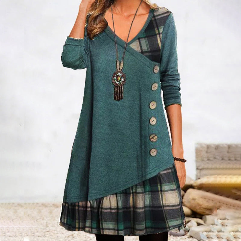Lina Women's Checked Dress | Soft Fabric, A-Line Skirt 3