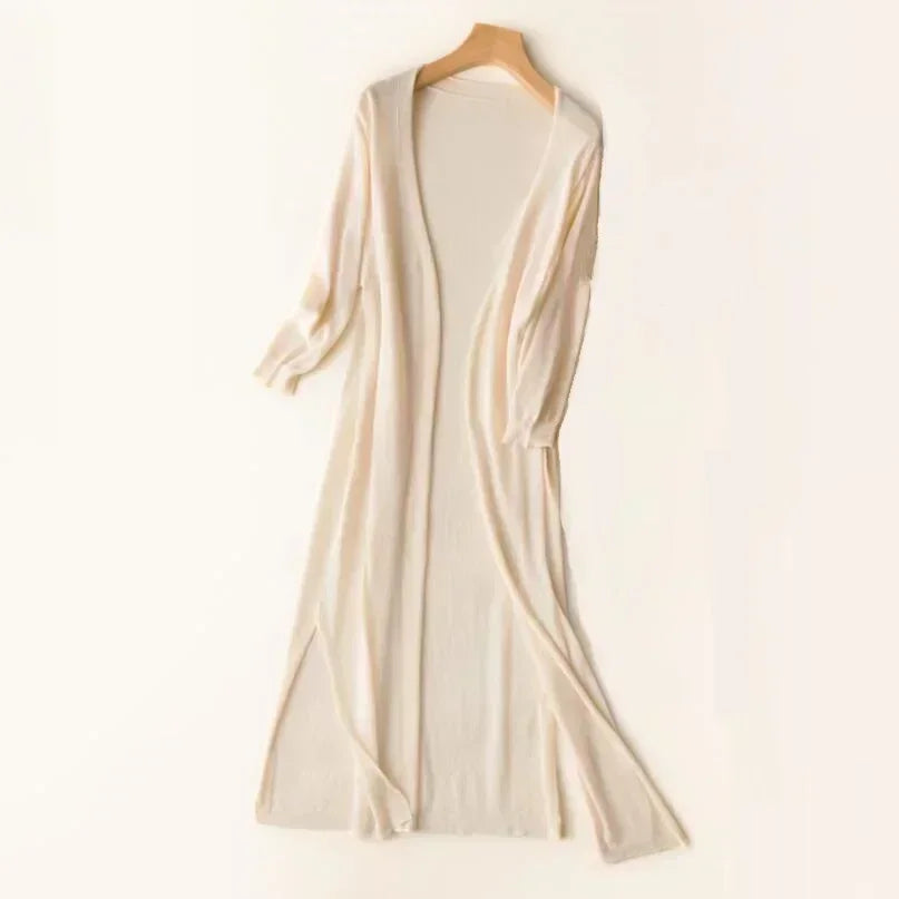 Lina Women's Long Cardigan | Flowing Open Front Design 9