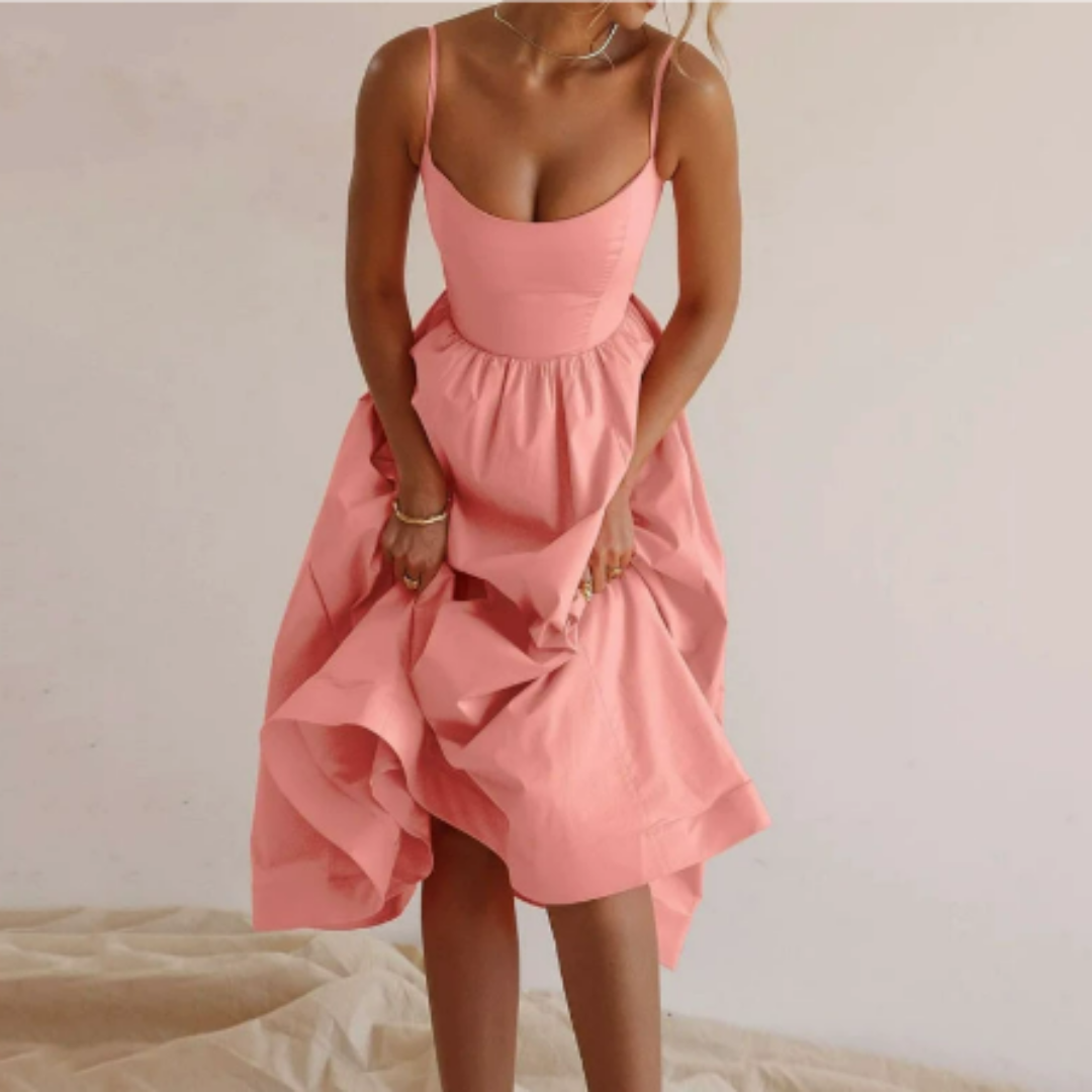 Lina Women's Midi Dress | Airy A-Line, Sleeveless Summer Style 3