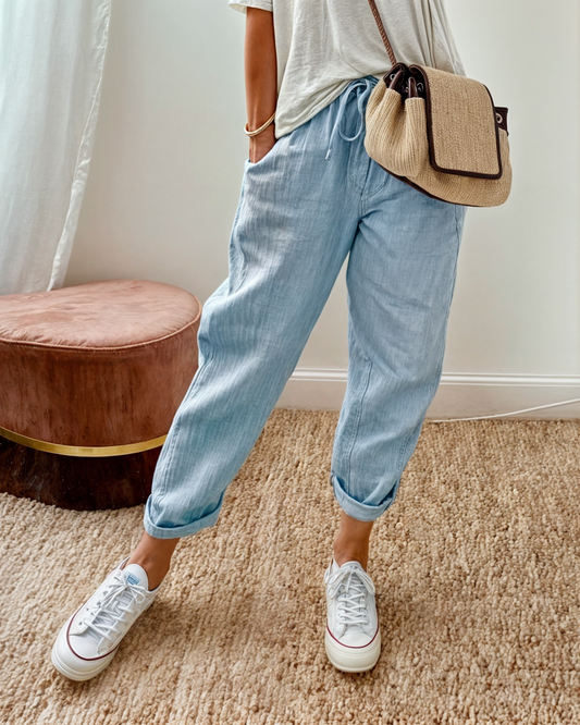 Lina Women's Wide Leg Trousers | Linen Blend, Comfortable Fit 1