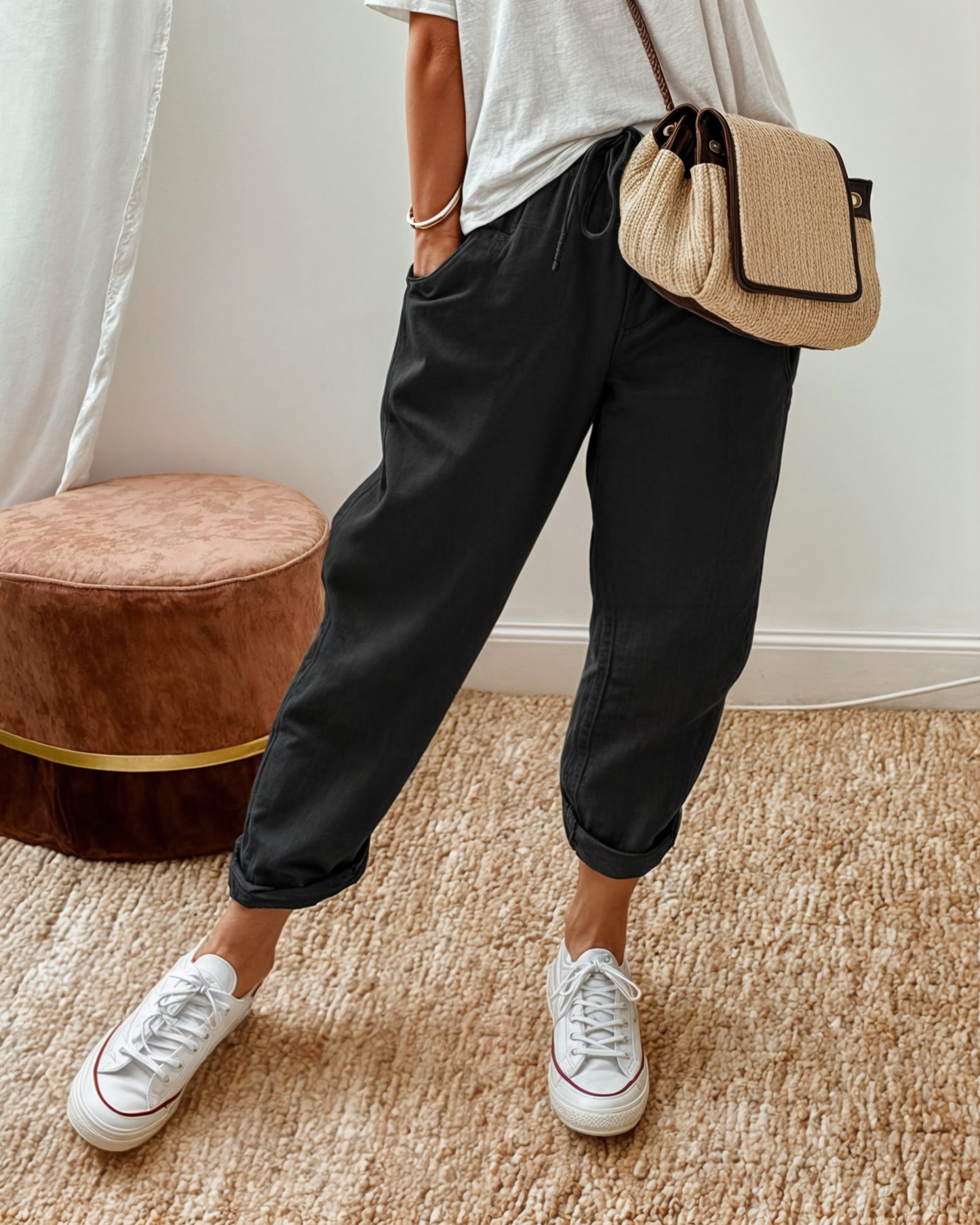 Lina Women's Wide Leg Trousers | Linen Blend, Comfortable Fit 4