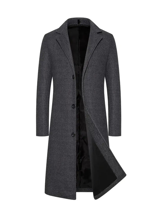 Luxe Men's Overcoat | Classic Lapel, Winter Essential 1