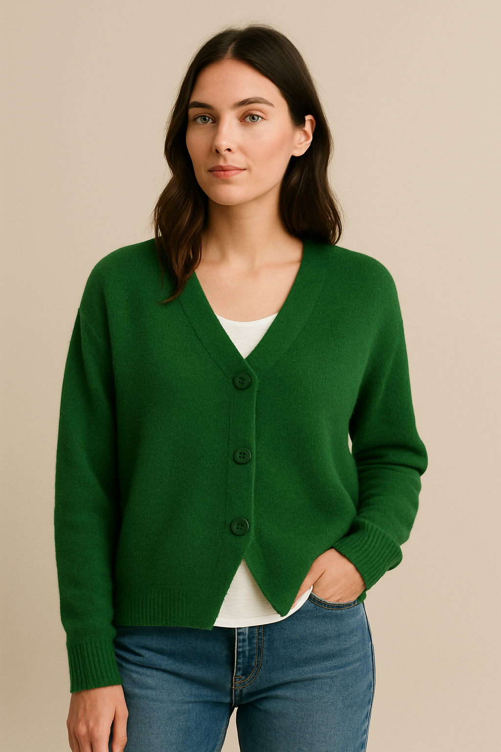 Megan Women's Cardigan | Soft Knit, Relaxed Fit V-Neck Button Front 2