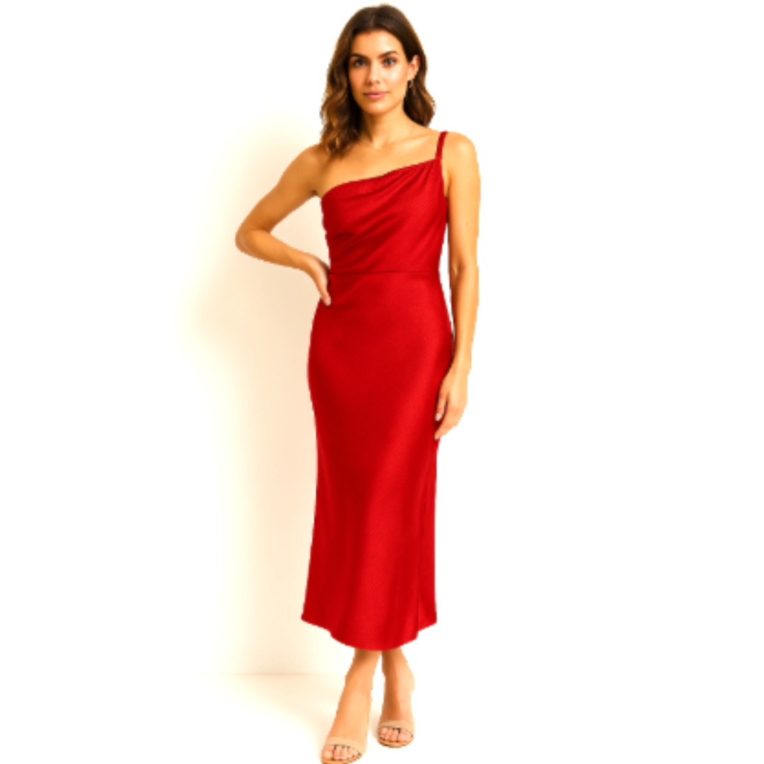 Mira Women's Midi Dress | One-Shoulder Elegance 9