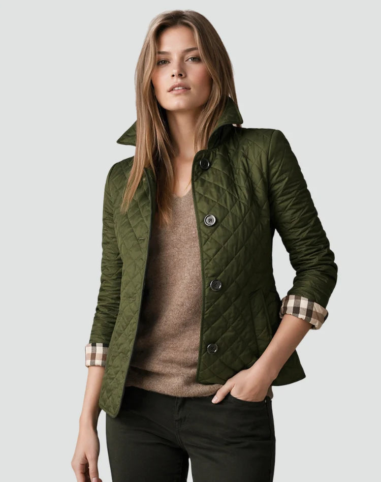 Mira Women's Quilted Mid-Season Jacket | Regular Fit, Button Closure 8