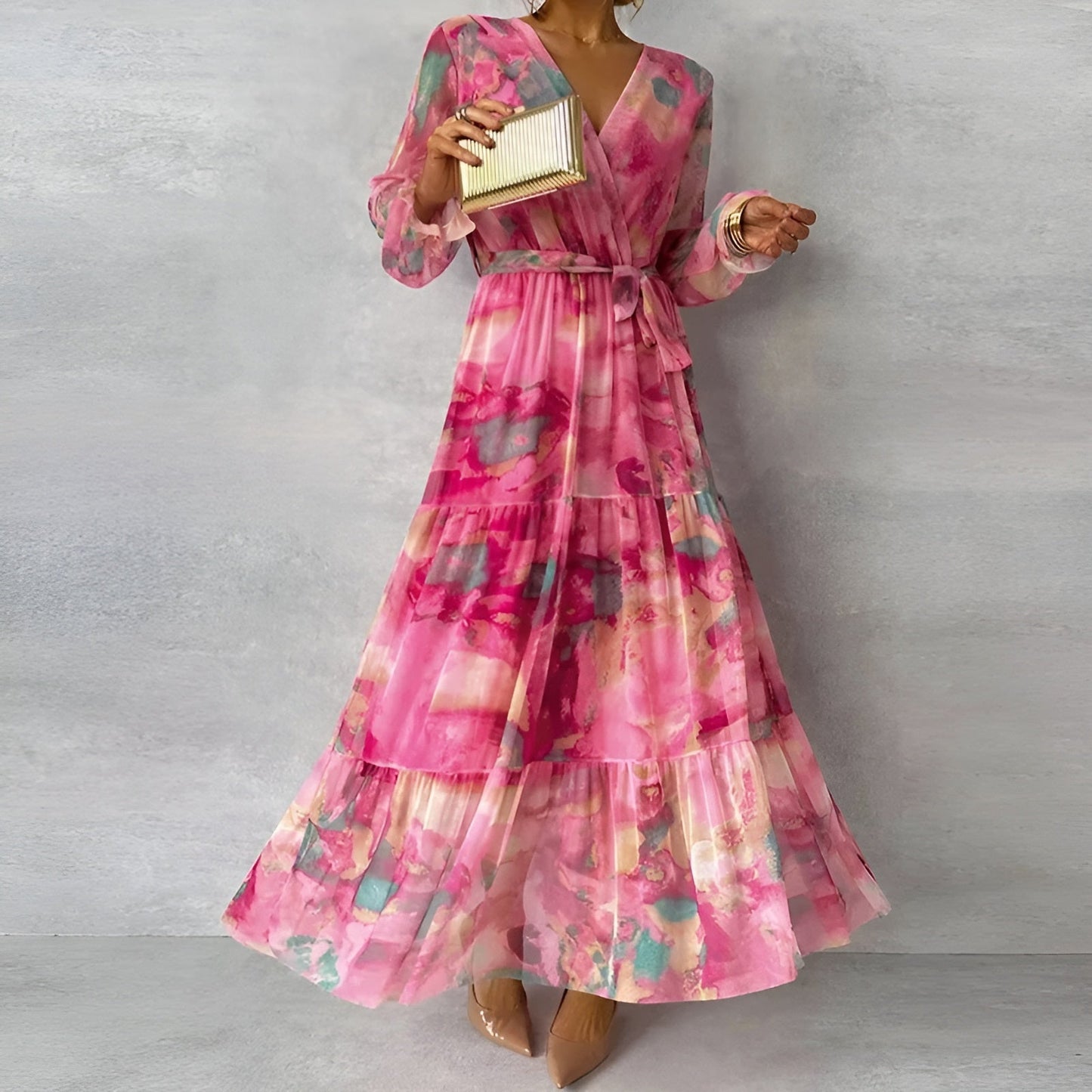 Mira Women's Summer Dress | Pleated Cotton Blend, Floral Print 8
